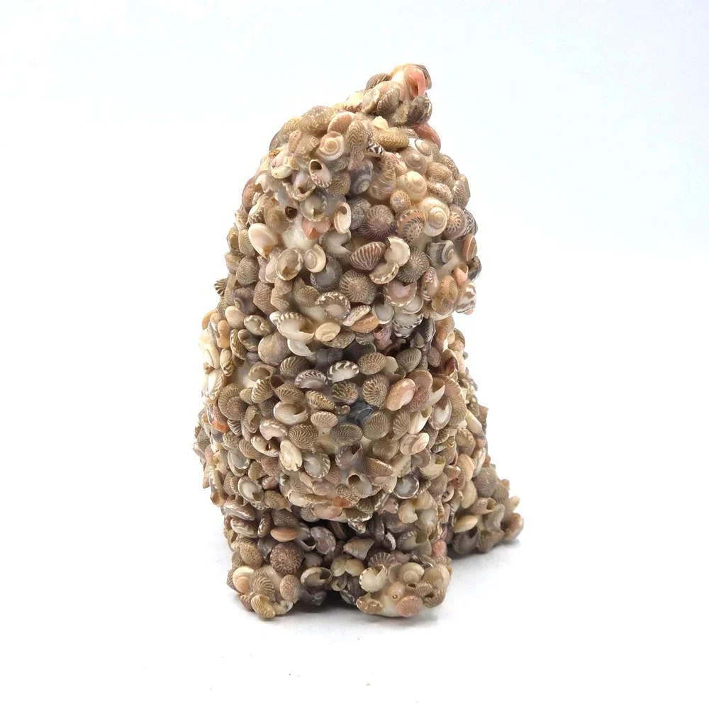 VINTAGE Coastal Folk Art Seashell‎ Covered Cat MCM RETRO